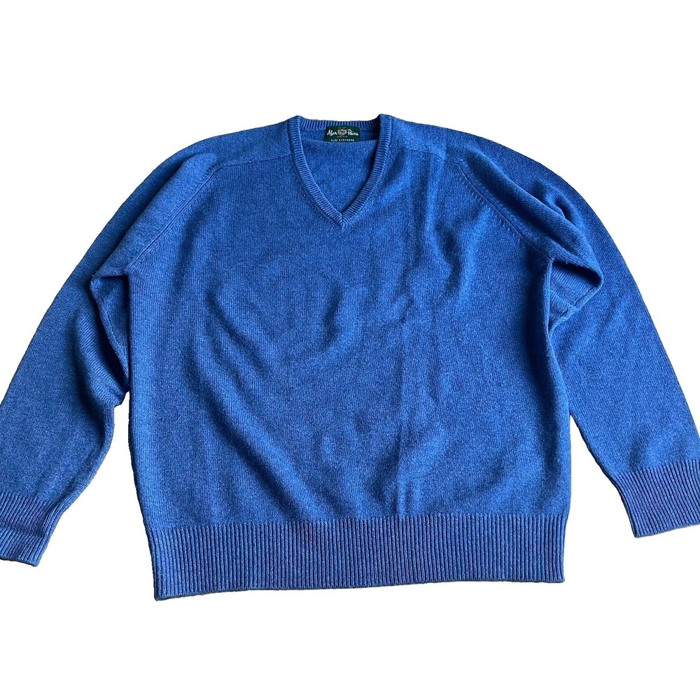 Alan Paine Haddington Pure Cashmere Sweater Jumper Sz 54 XL  Blue Pristine $377